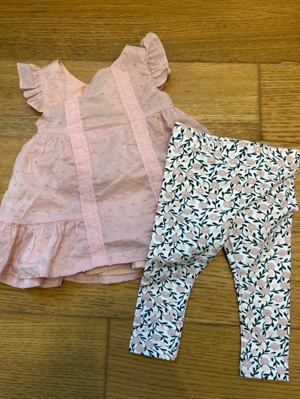 NWOT Tahari Pink and White Floral Baby Dress Set